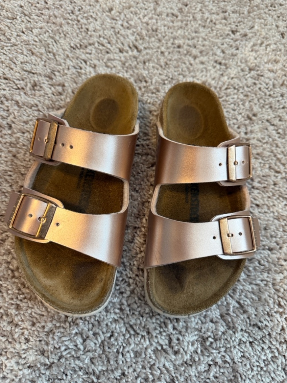 Birkenstock Kids Metallic Rose Gold Double-Buckle Sandals - Picture 2 of 6